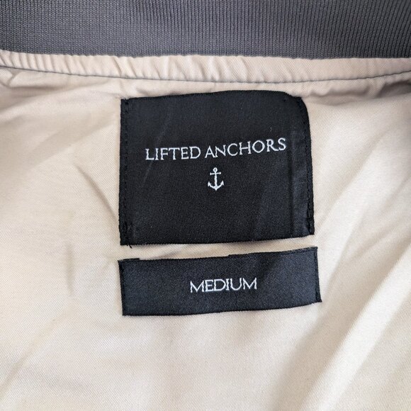 LIFTED ANCHORS Jacket Men's M‎ Gray Suede Bird Bomber Zip Ruched Stretch Sleeves - Picture 10 of 15